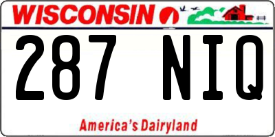 WI license plate 287NIQ