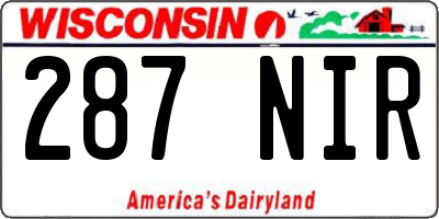 WI license plate 287NIR
