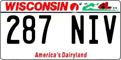 WI license plate 287NIV
