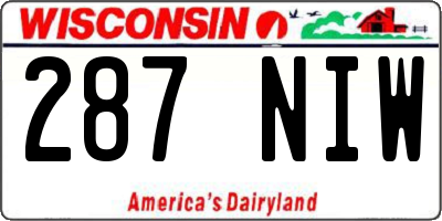 WI license plate 287NIW