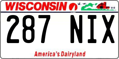 WI license plate 287NIX