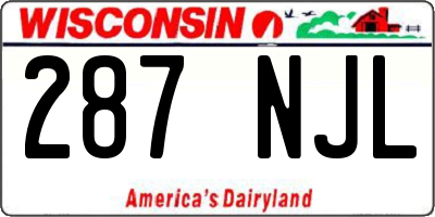 WI license plate 287NJL