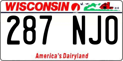 WI license plate 287NJO