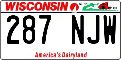 WI license plate 287NJW