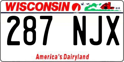 WI license plate 287NJX