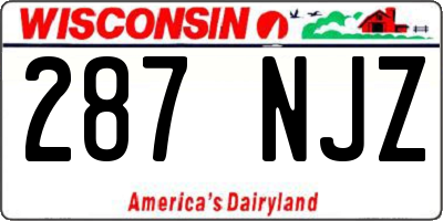 WI license plate 287NJZ