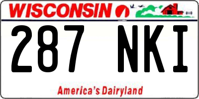 WI license plate 287NKI