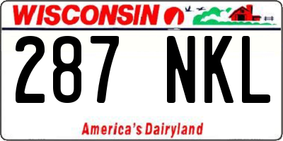 WI license plate 287NKL