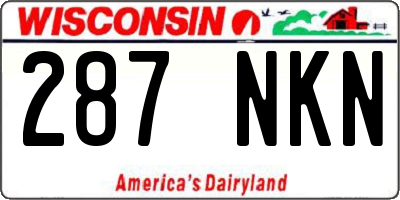 WI license plate 287NKN