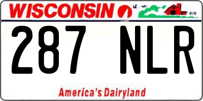 WI license plate 287NLR