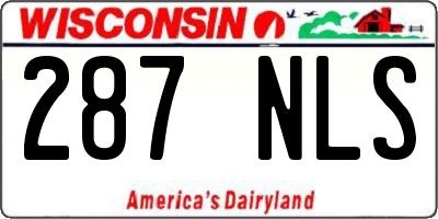 WI license plate 287NLS