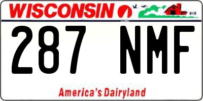 WI license plate 287NMF