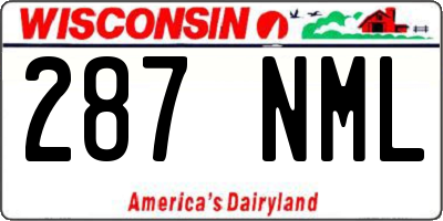 WI license plate 287NML