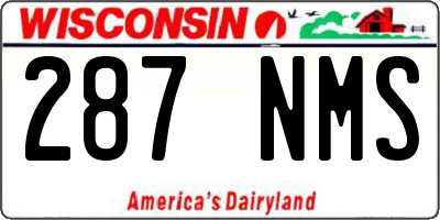 WI license plate 287NMS