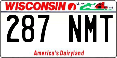 WI license plate 287NMT
