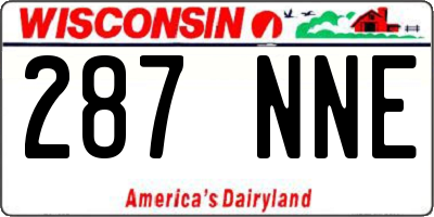 WI license plate 287NNE