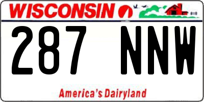 WI license plate 287NNW