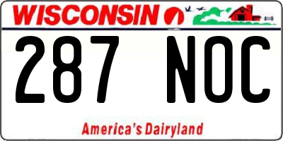 WI license plate 287NOC