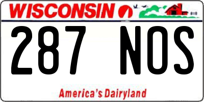 WI license plate 287NOS