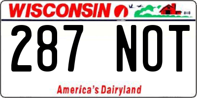 WI license plate 287NOT