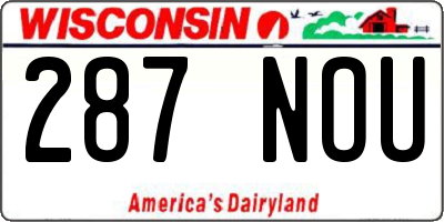 WI license plate 287NOU