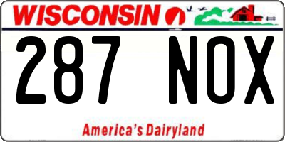 WI license plate 287NOX