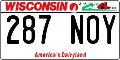 WI license plate 287NOY