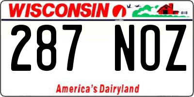 WI license plate 287NOZ