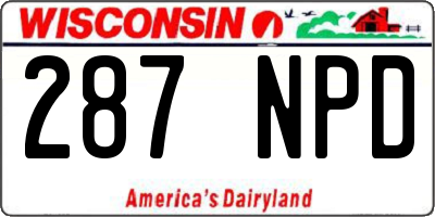 WI license plate 287NPD