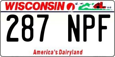 WI license plate 287NPF