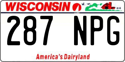 WI license plate 287NPG