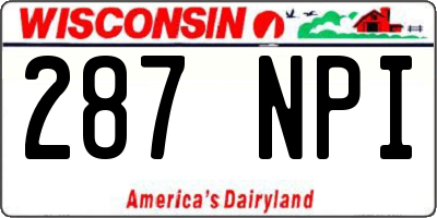 WI license plate 287NPI