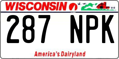 WI license plate 287NPK
