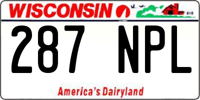 WI license plate 287NPL