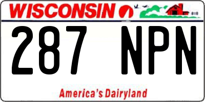 WI license plate 287NPN