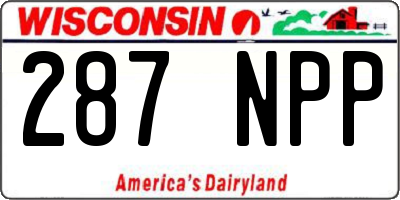 WI license plate 287NPP