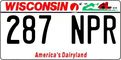 WI license plate 287NPR