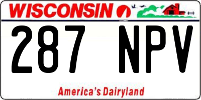 WI license plate 287NPV