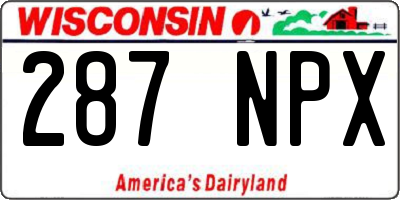 WI license plate 287NPX