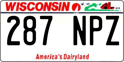 WI license plate 287NPZ