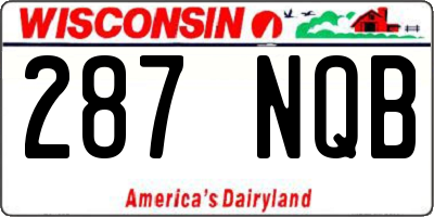 WI license plate 287NQB