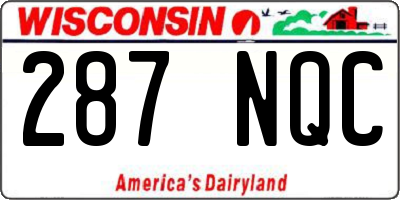 WI license plate 287NQC