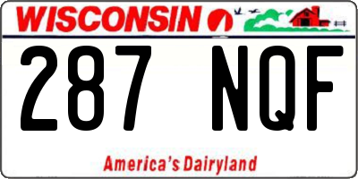 WI license plate 287NQF