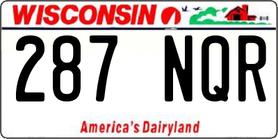 WI license plate 287NQR