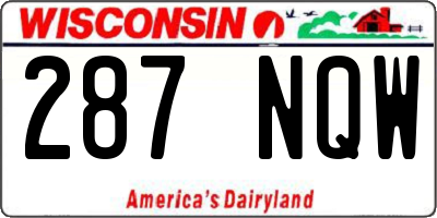 WI license plate 287NQW