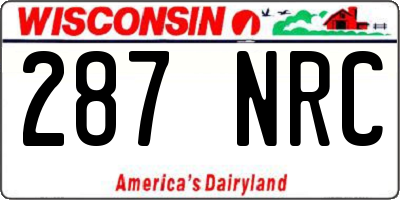 WI license plate 287NRC