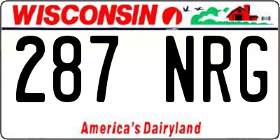 WI license plate 287NRG