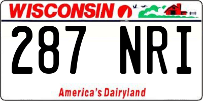 WI license plate 287NRI