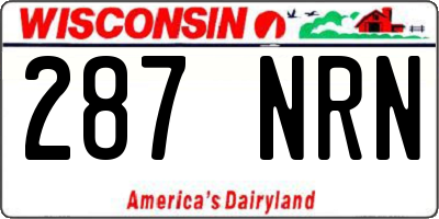 WI license plate 287NRN