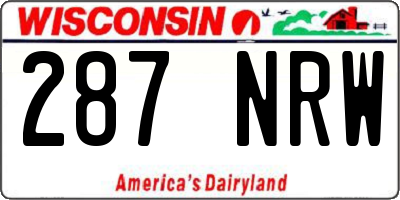 WI license plate 287NRW
